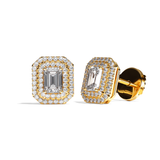 Puces Diamant Taille Emeraude - Double Entourage - La Pétillante