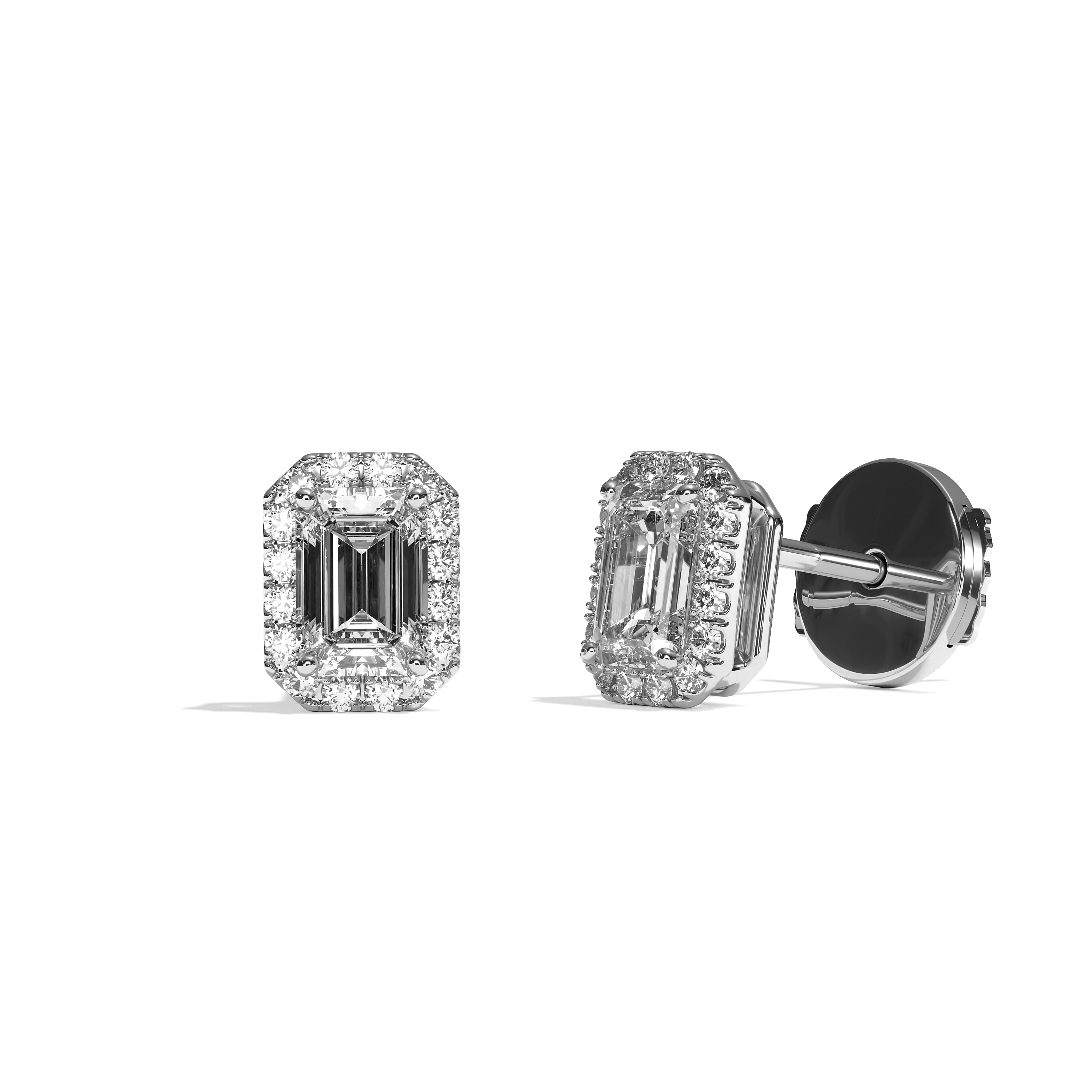 Puces Diamant Taille Emeraude - Simple Entourage - La Sincère