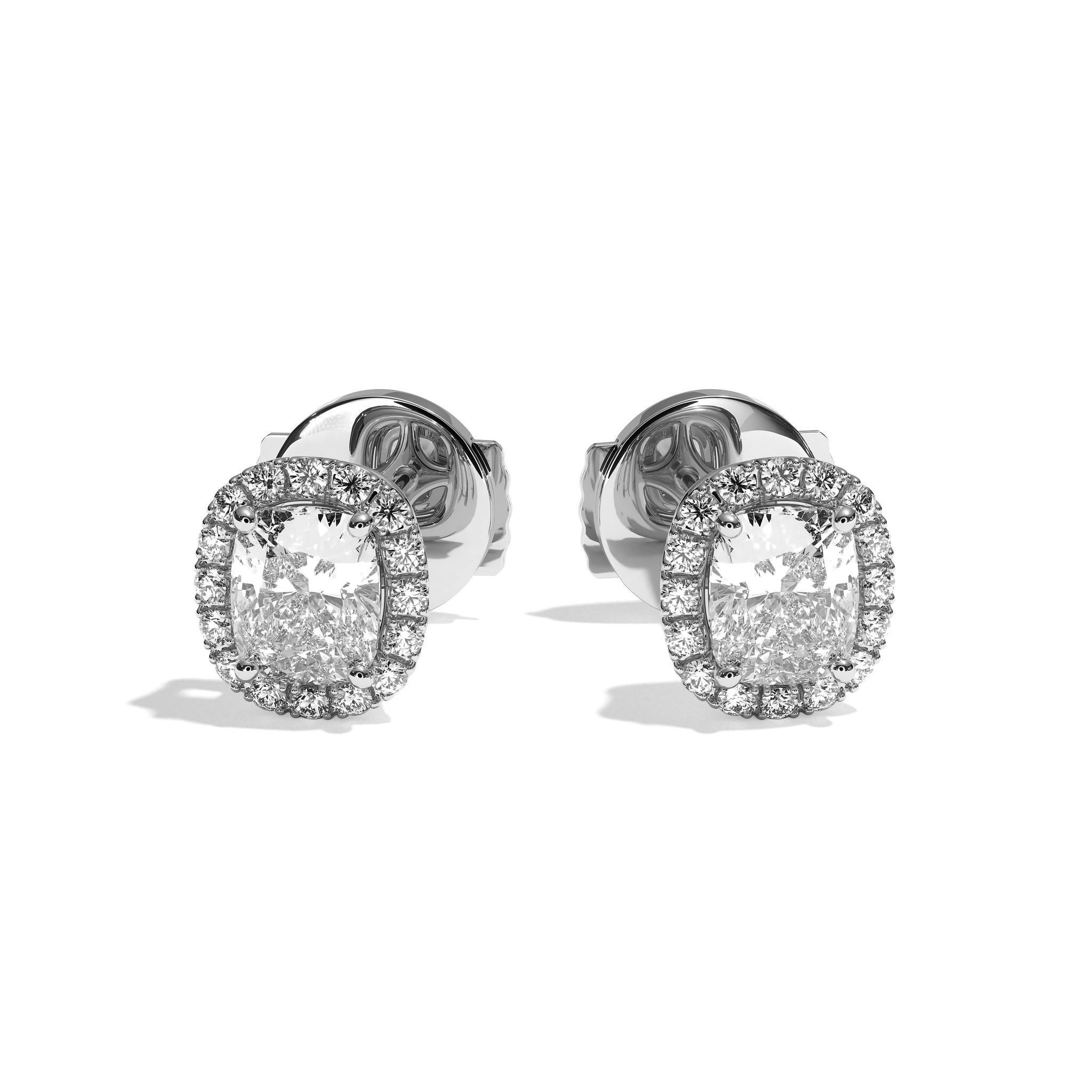 Boucles d'Oreilles Diamants Ma Vie Taille Coussin en Or ou Platine