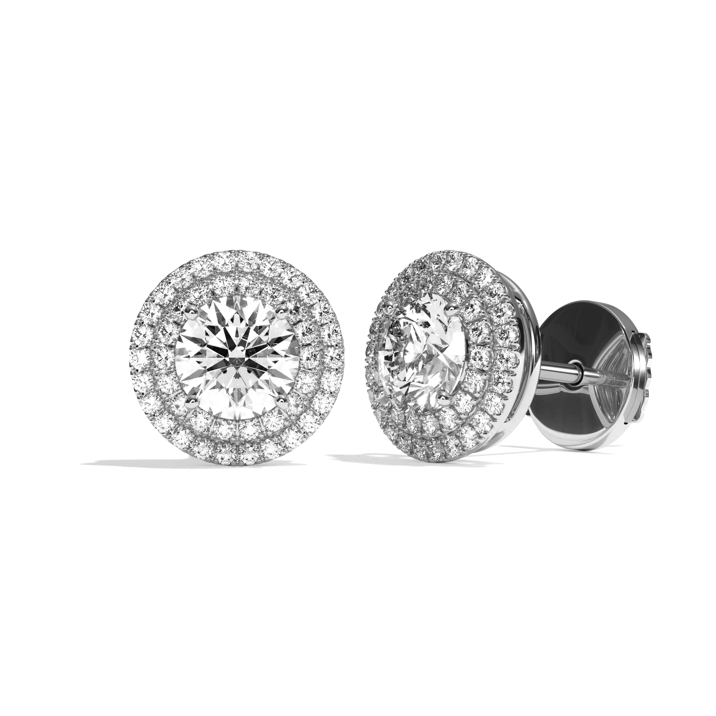 Puces Diamant Rond - Double Entourage - L'Épanouie