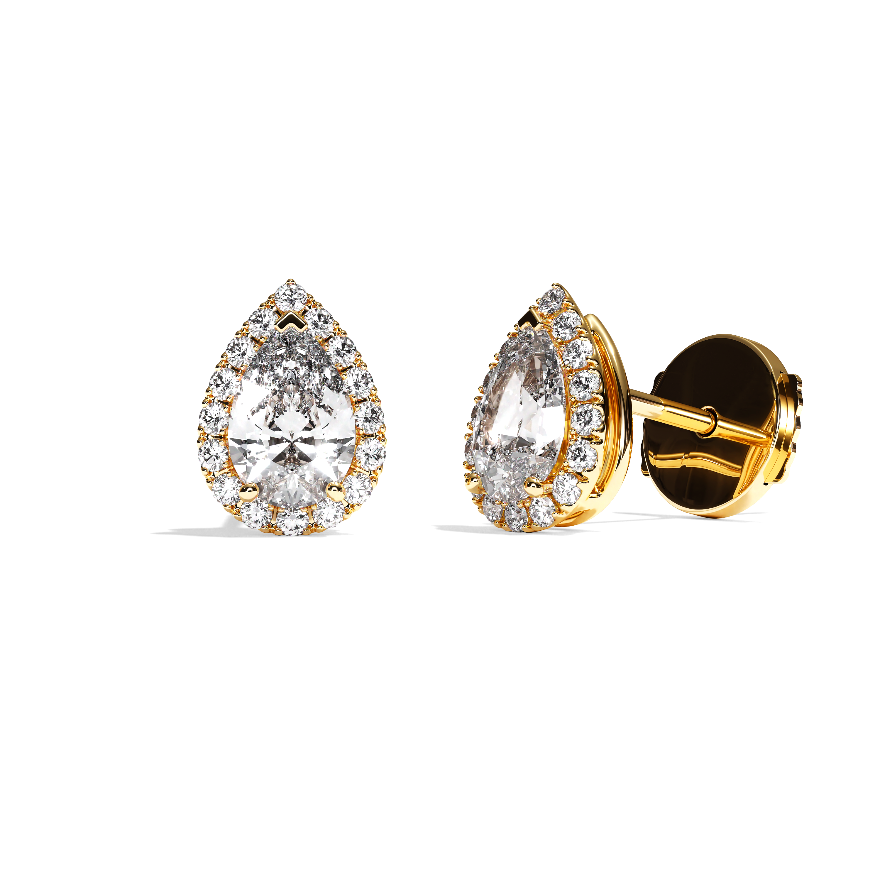 Puces Diamant Poire - Simple Entourage - L'Intuitive